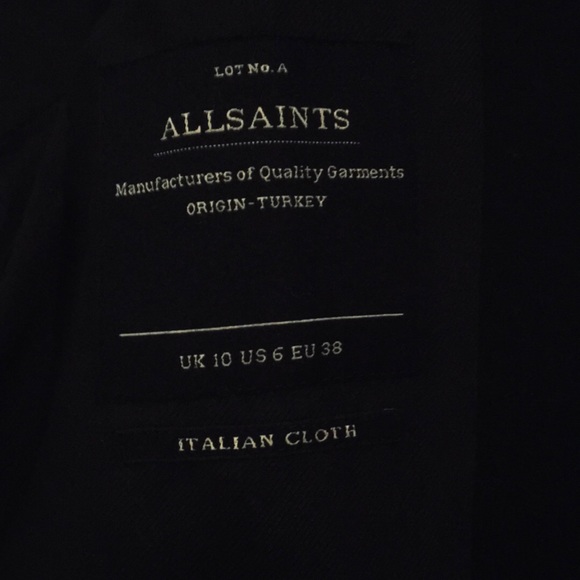 NWT ALLSAINTS Tula Coat Navy w/ leather - Picture 6 of 7